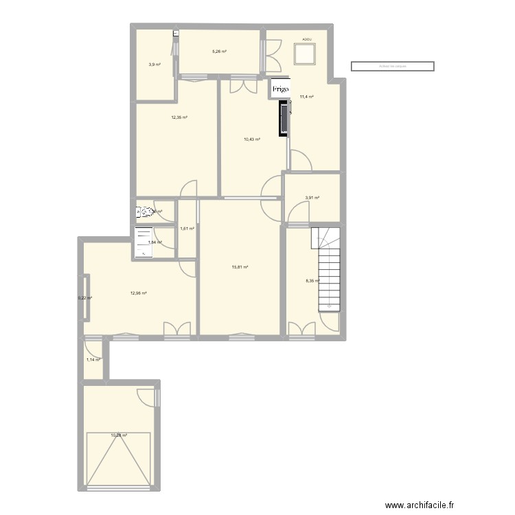 APPARTEMENT BUGA - PLAN PROJET GO. Plan de 14 pièces et 92 m2