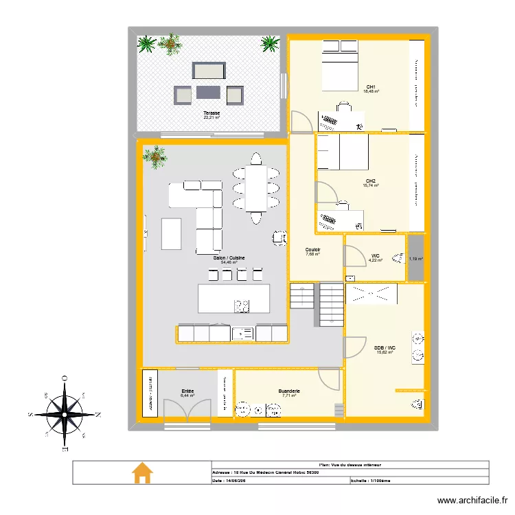 Maison Pontivy / Plan Interieur. Plan de 10  et 154 m²