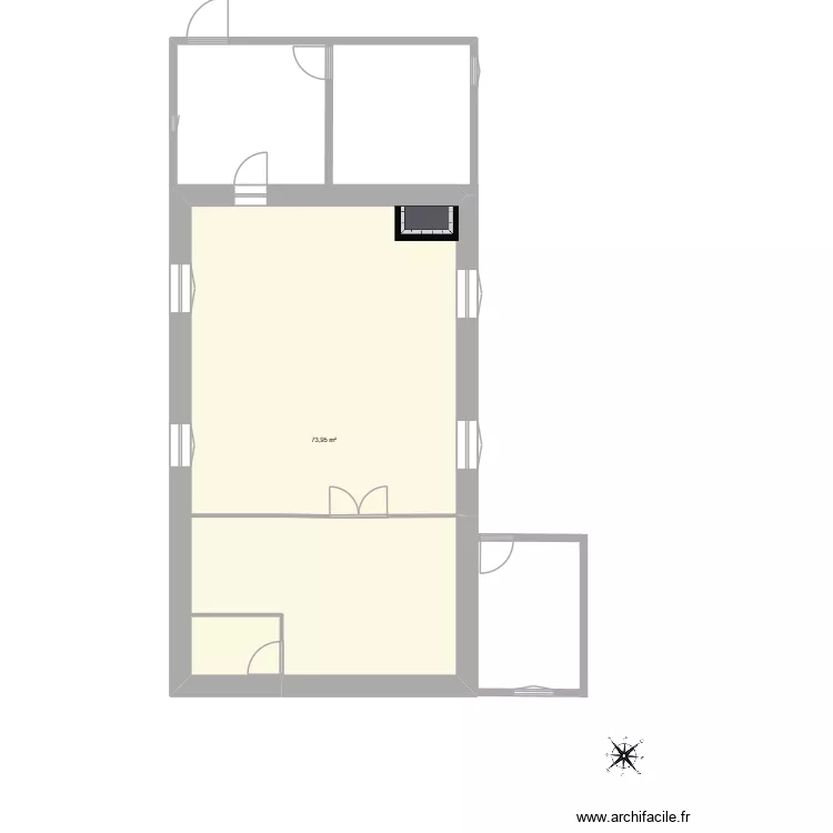 plan après démolitions. Plan de 1 et 74 m² plan après démolitions. Plan de 1 et 74 m²