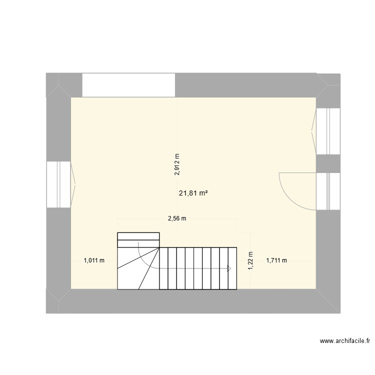 plan Aurore 1. Plan de 1 pièce et 22 m2
