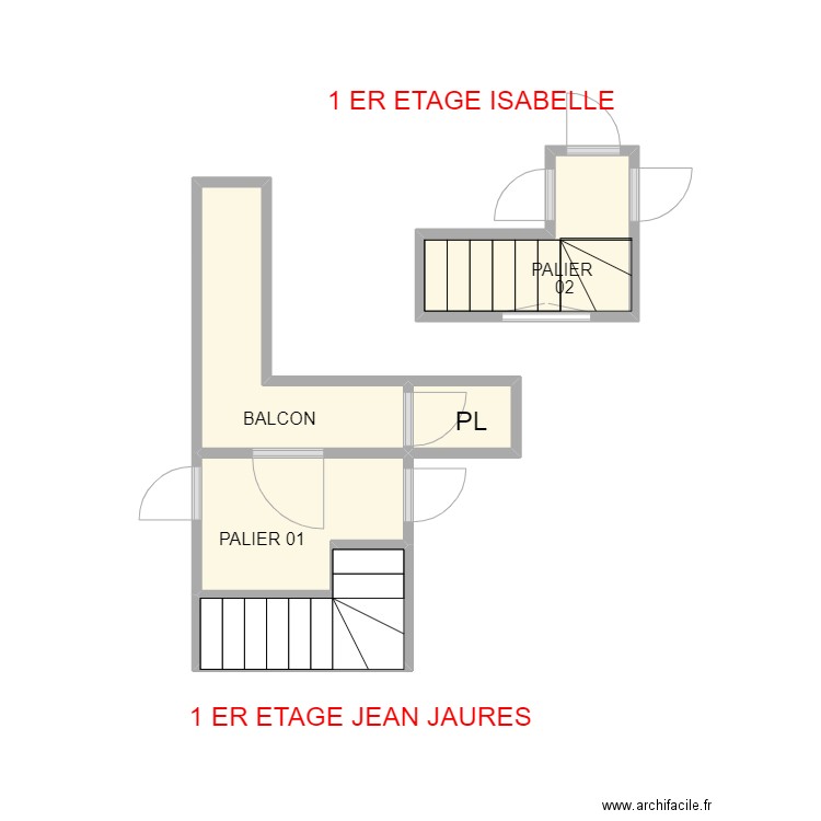 JAURES 1 ER ETAGE 1. Plan de 5 pièces et 12 m2