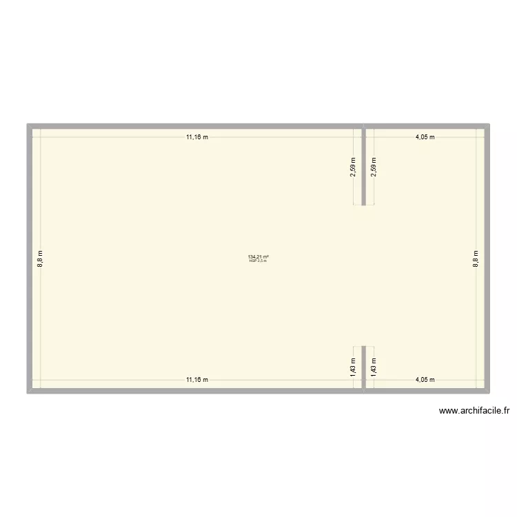 Ecurie. Plan de 1  et 134 m²