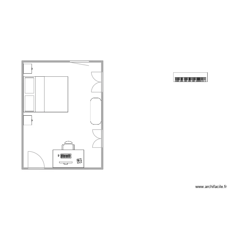 chambre Phoenix. Plan de 1  et 16 m²