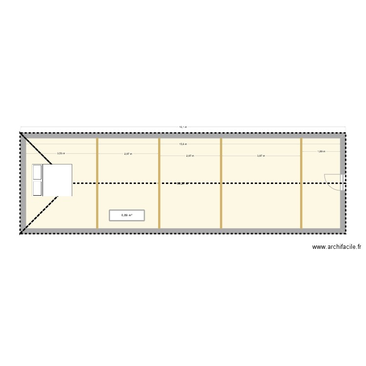 Comble petite maison. Plan de 2 pièces et 71 m2