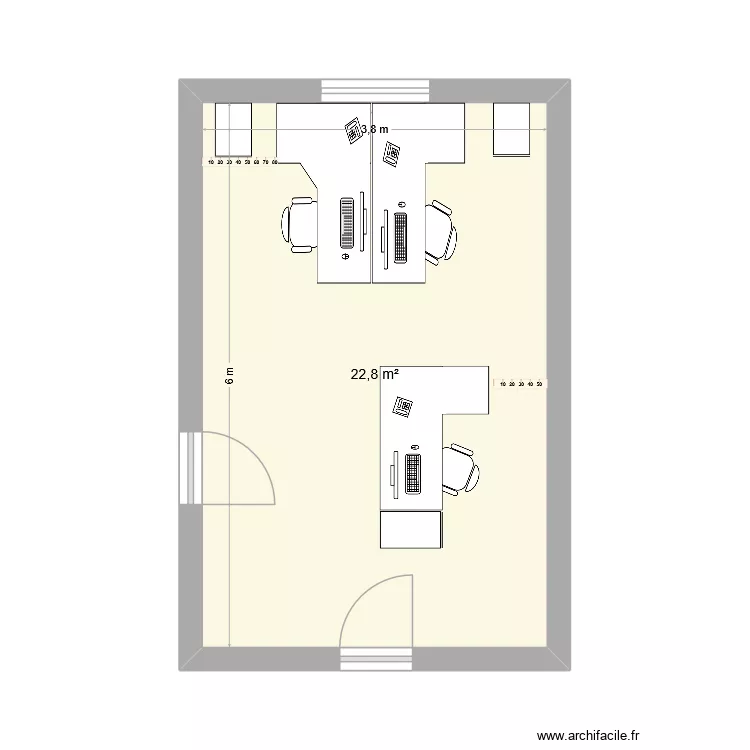 Bureau 113. Plan de 1 et 23 m² Bureau 113. Plan de 1 et 23 m²