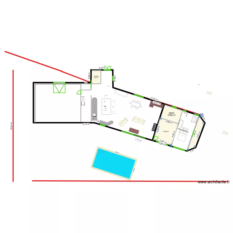 maison 2. Plan de 6  et 44 m²