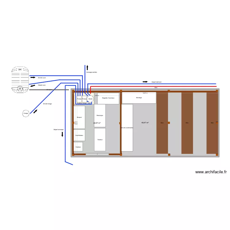 Abris jardin. Plan de 2  et 96 m²