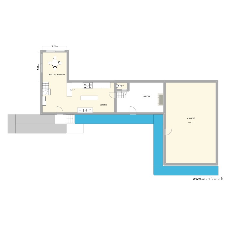RDC VAN.. Plan de 3 pièces et 118 m2
