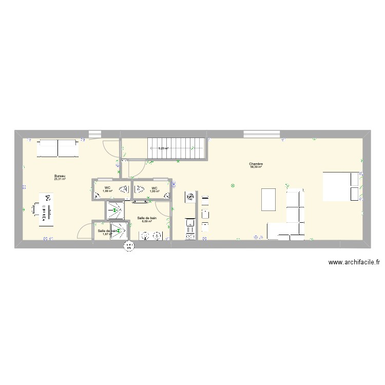 Fromagerie 1er etage - électricité. Plan de 7 pièces et 101 m2