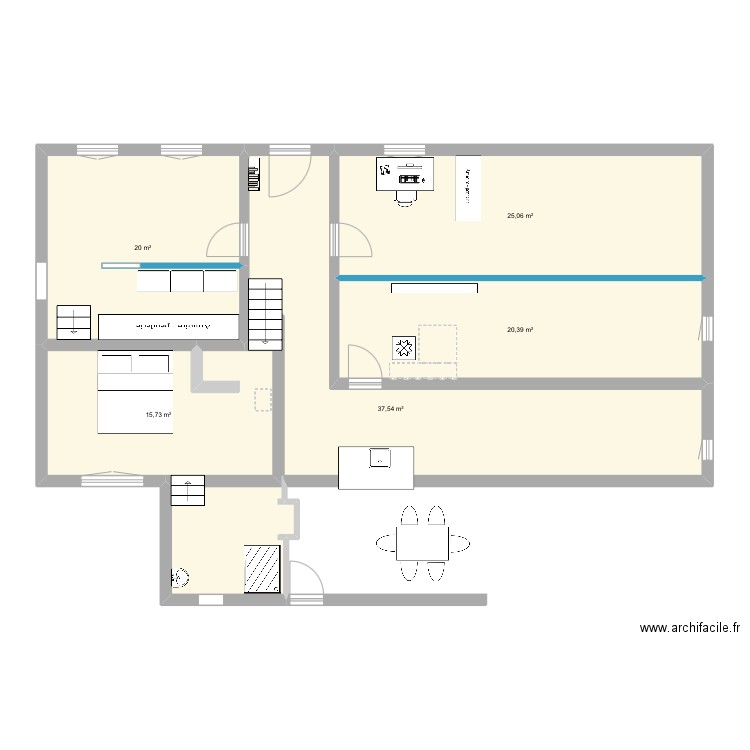 Rez. Plan de 5 pièces et 119 m2