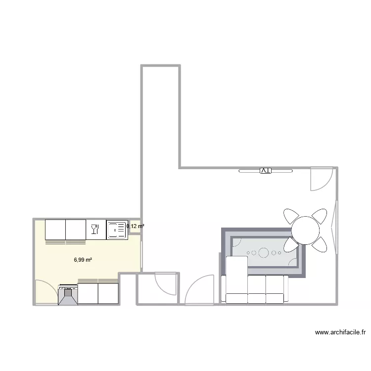 appartement. Plan de 2 pièces et 7 m²