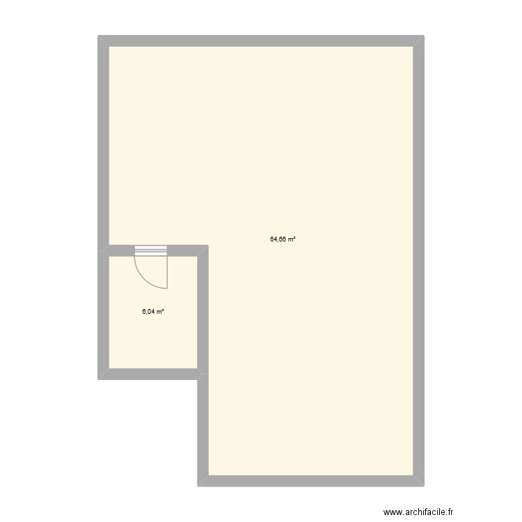 étage diane. Plan de 2 pièces et 71 m2