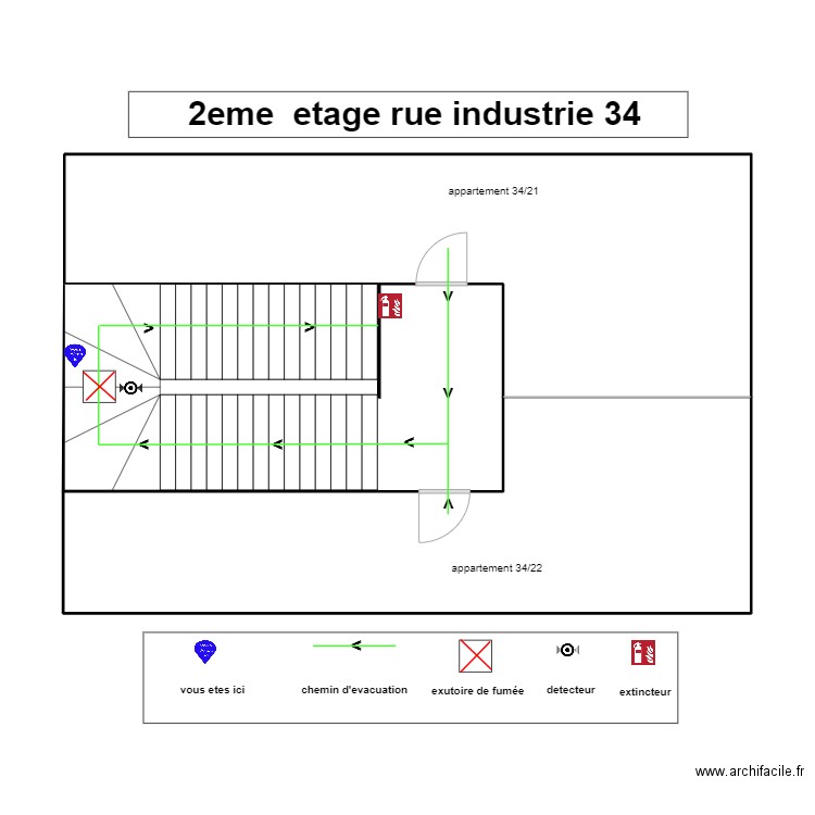 2eme etage industrie 34. Plan de 3 pièces et 78 m2