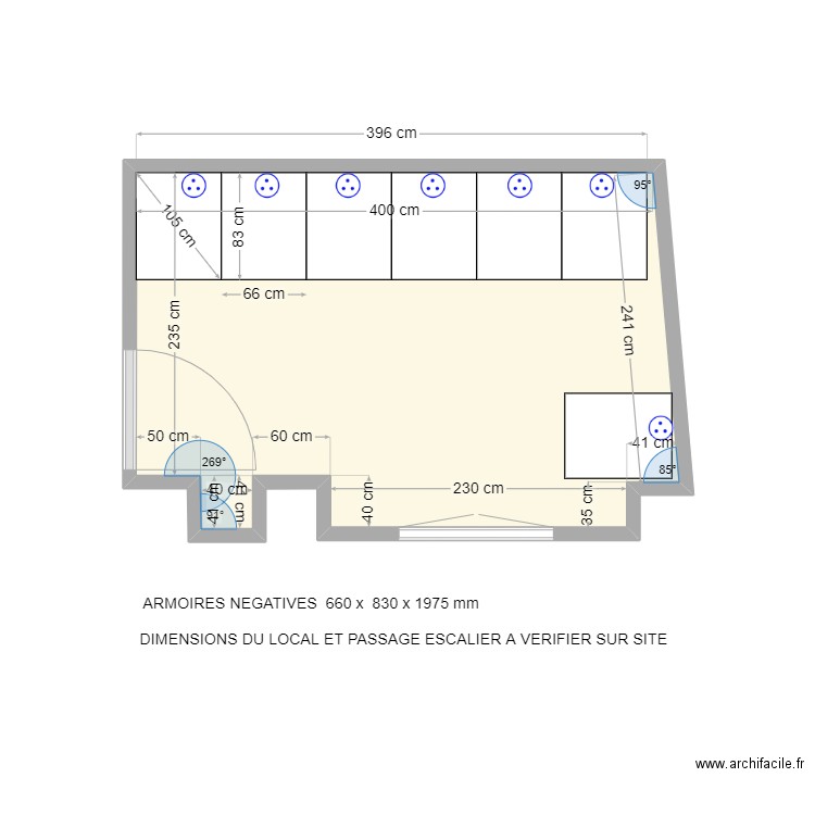 Bens'Cookies BORDEAUX  R+1. Plan de 1 pièce et 11 m2