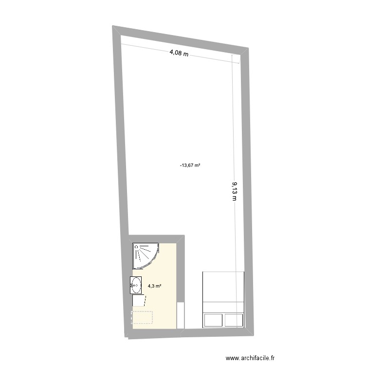 le guerlin. Plan de 2 pièces et 35 m2