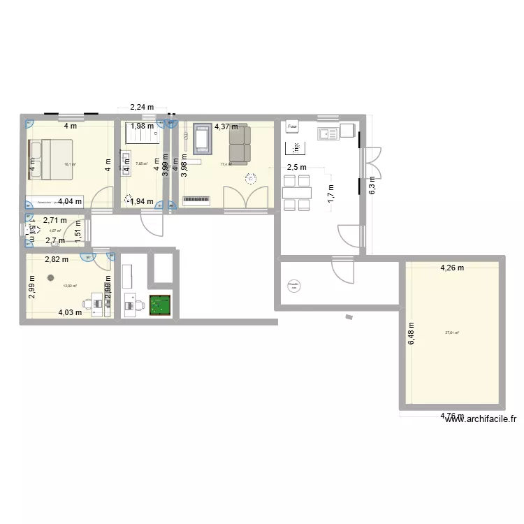 T3 et studio. Plan de 7 et 86 m² T3 et studio. Plan de 7 et 86 m²