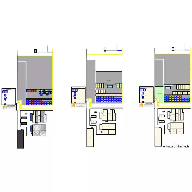 D&eacute;placement PDI. Plan de 304  et 3017 m²