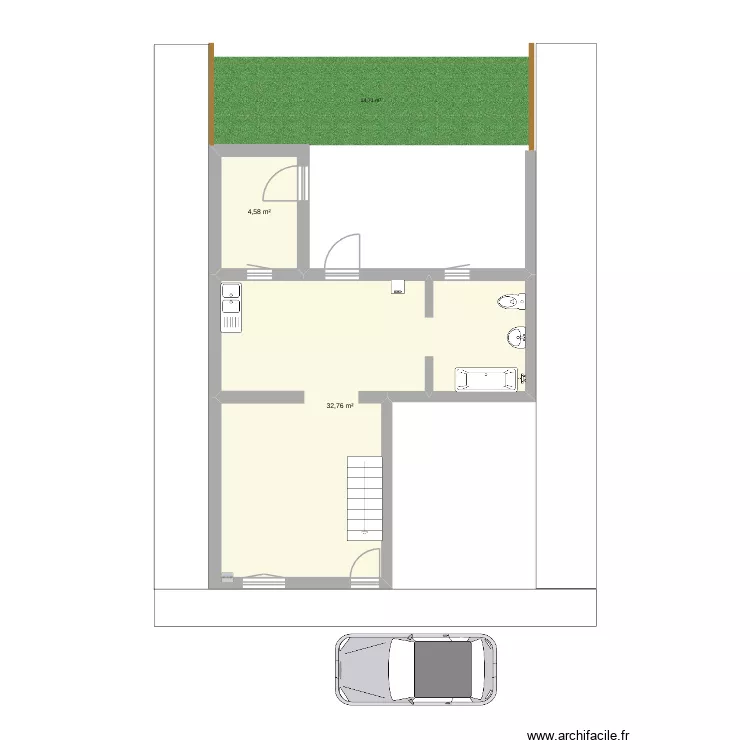 Maison mima. Plan de 2 pièces et 37 m²