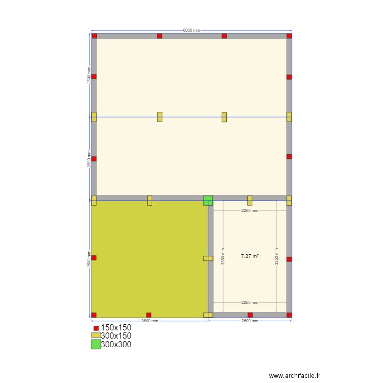 Сваи Киржач. Plan de 3 pièces et 45 m2