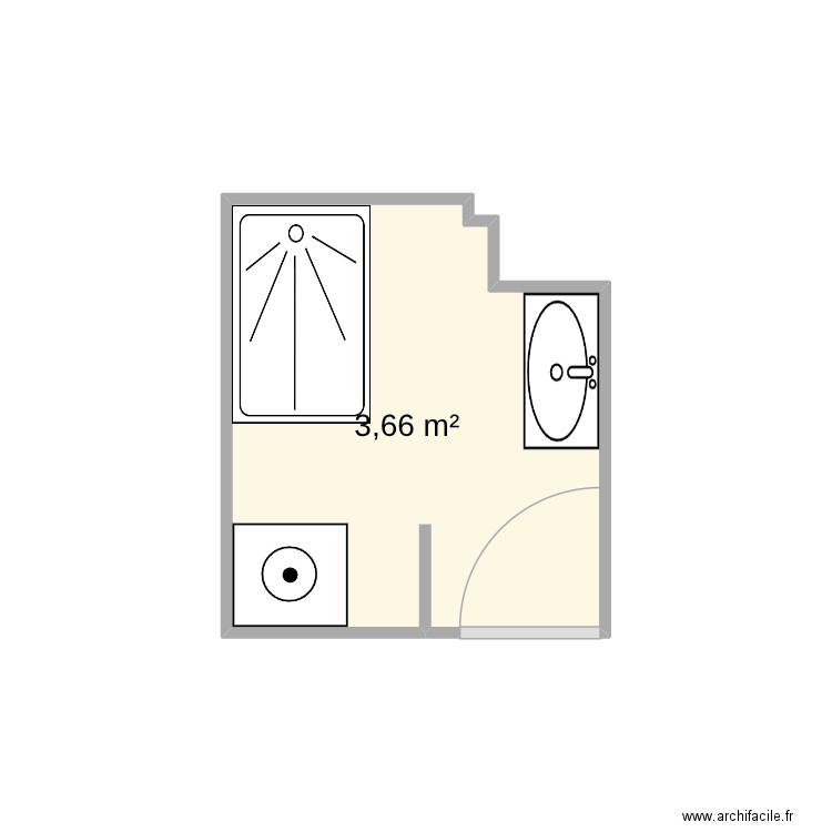 plan SDB. Plan de 1 pièce et 4 m2