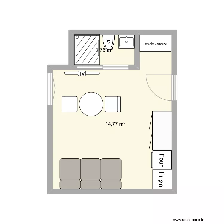 gregory menton. Plan de 2 Pièces et 17 m²