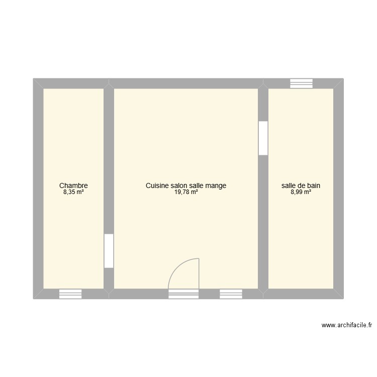 maison. Plan de 3 pièces et 37 m2