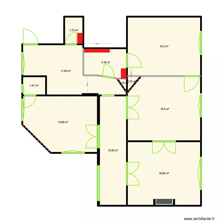 Plan Jaco 3. Plan de 11  et 92 m²