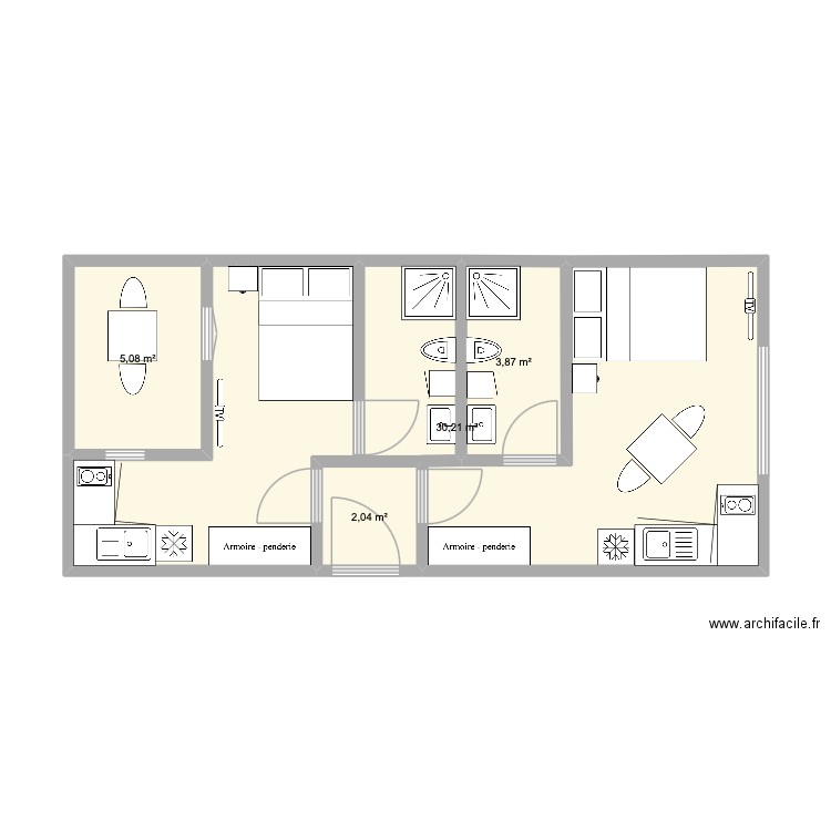 Bonnes Mesures. Plan de 4 pièces et 41 m2