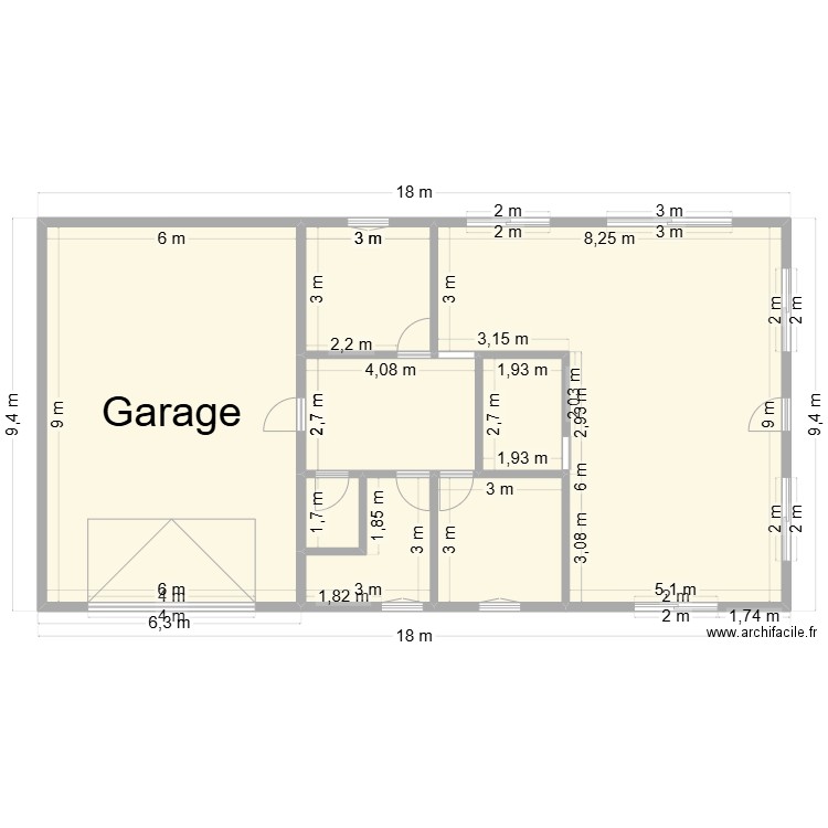 ma maison. Plan de 8 pièces et 152 m2