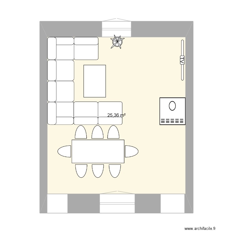 salon entraigues. Plan de 1 pièce et 25 m2