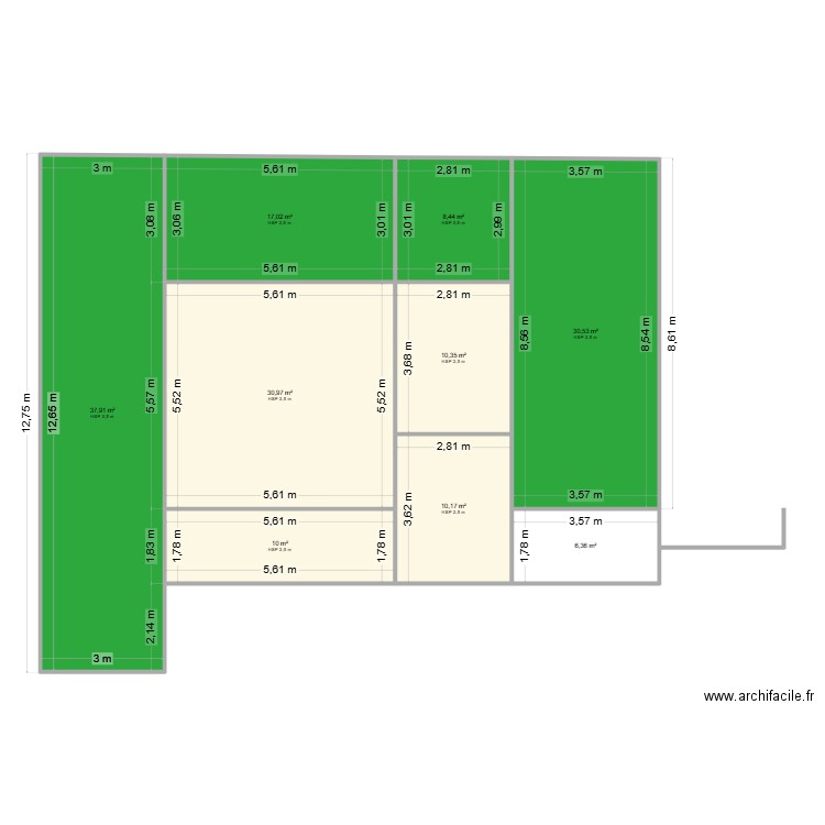 Extensionv2. Plan de 9 pièces et 162 m2