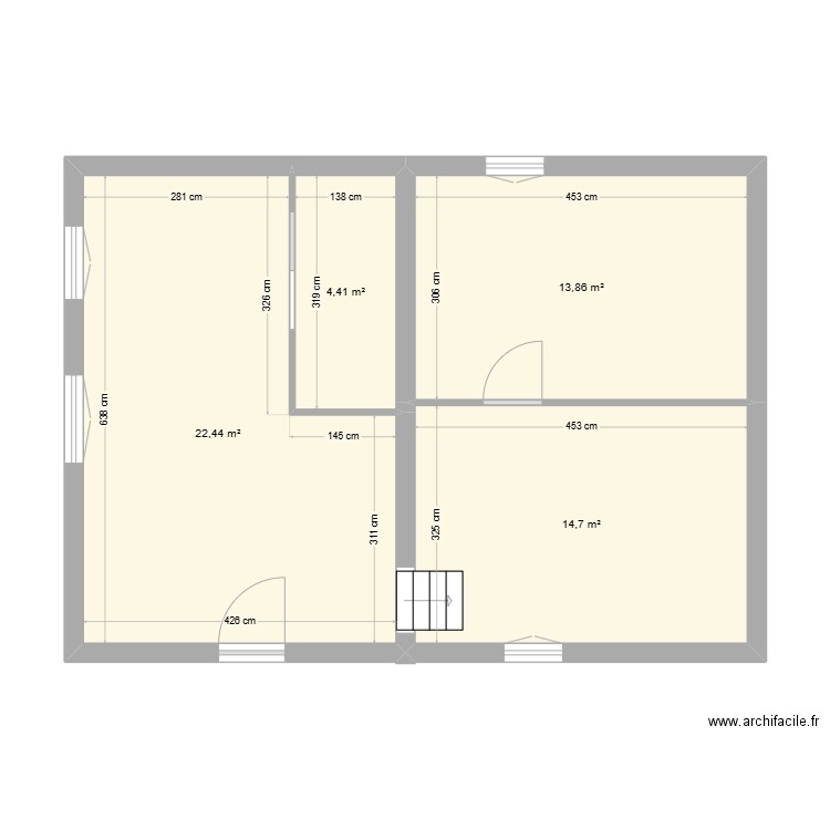 PROJET PECQUET MAISON PP. Plan de 4 pièces et 55 m2