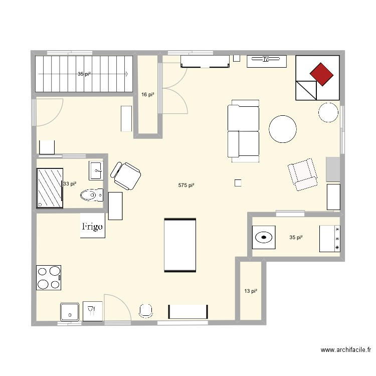 poele a bois du salon. Plan de 0 pièce et 0 m2