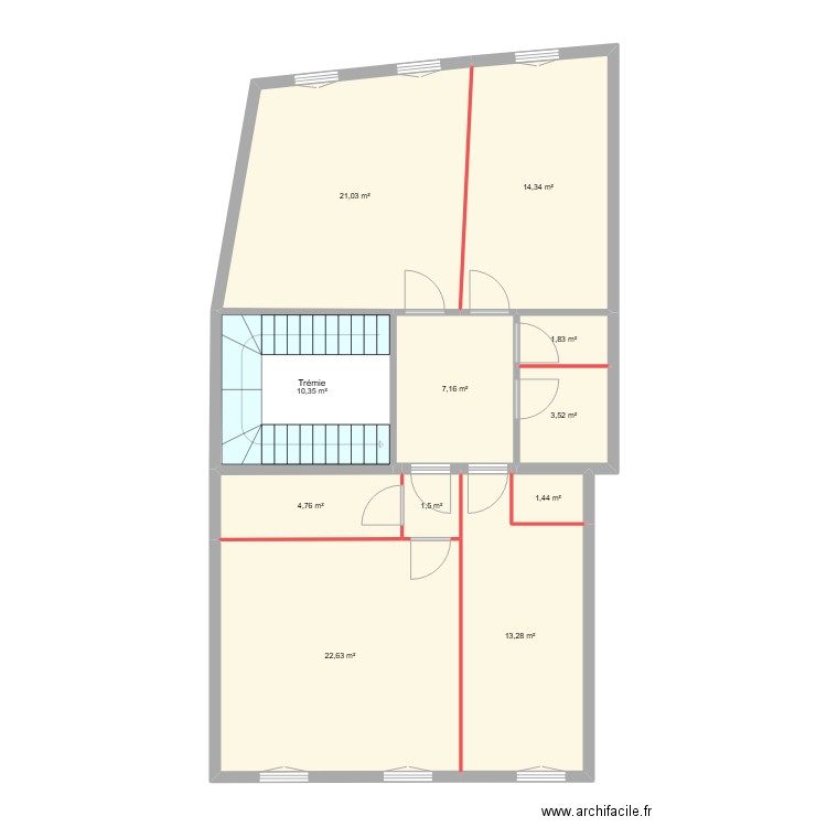 CAPDEVILLE EDL R+1. Plan de 11 pièces et 102 m2