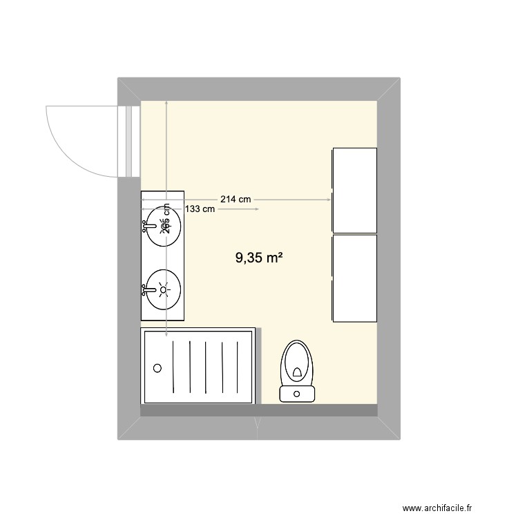 salle de bain 1. Plan de 1 pièce et 9 m2