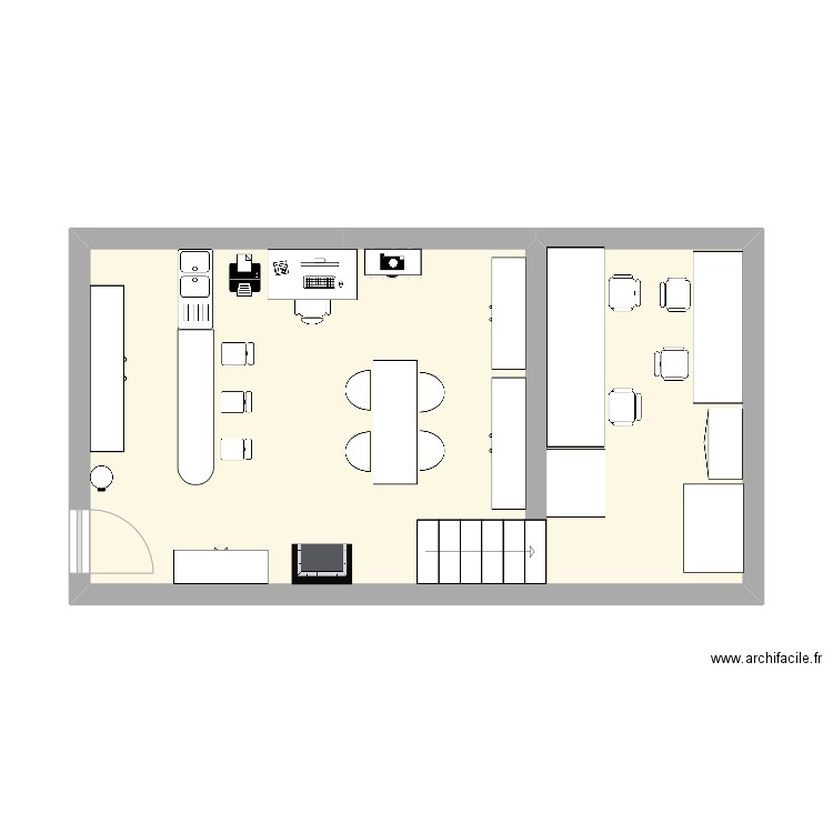 atelier Kristell. Plan de 1 pièce et 34 m2