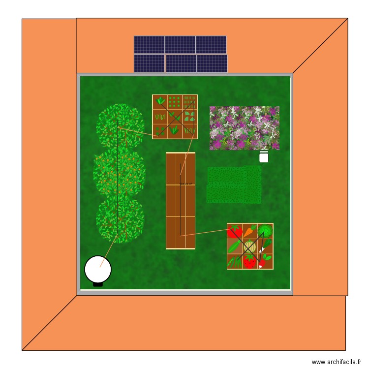 jardin. Plan de 1 pièce et 135 m2