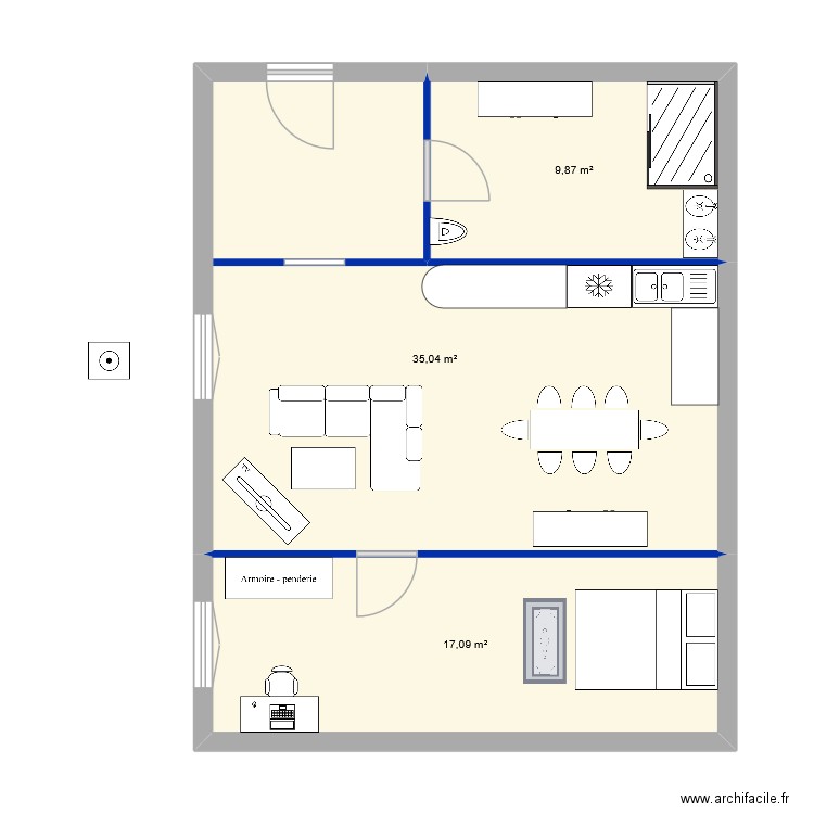 plan1. Plan de 3 pièces et 62 m2