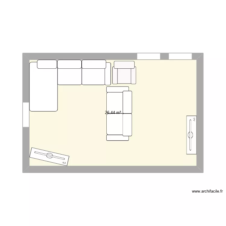 SALON. Plan de 1  et 26 m²