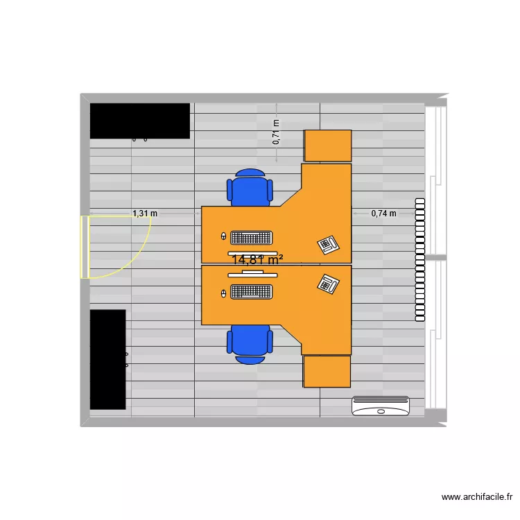 situation propos&eacute;e. Plan de 1  et 15 m²