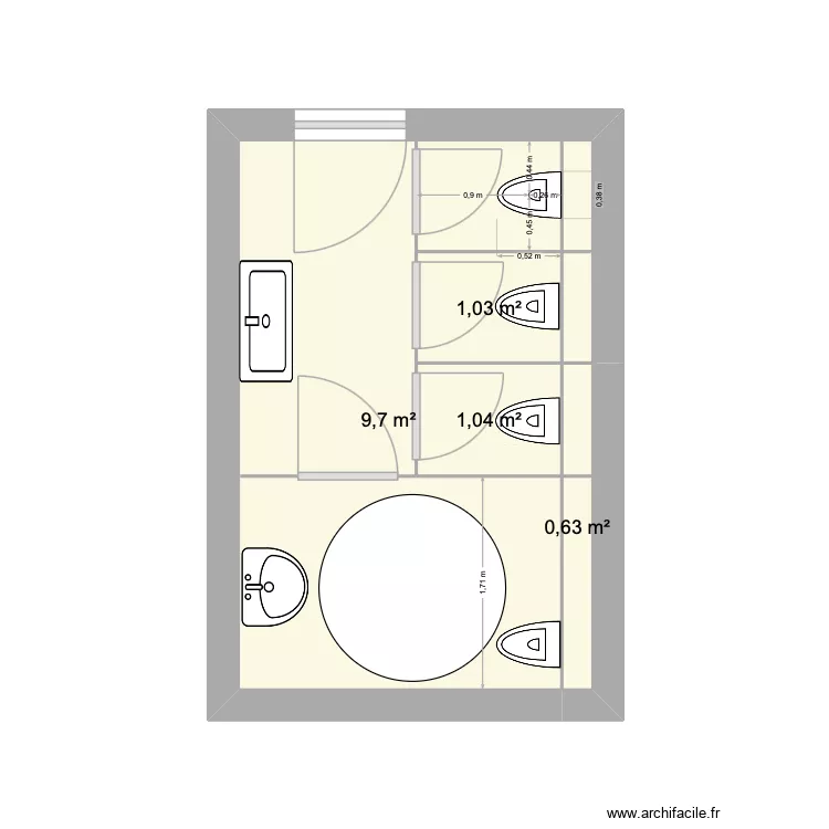 WC FEMME. Plan de 4 et 12 m² WC FEMME. Plan de 4 et 12 m²