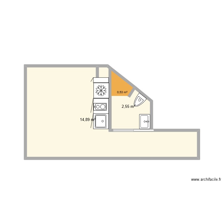 24 CONDAMINE V2. Plan de 2 pièces et 17 m2