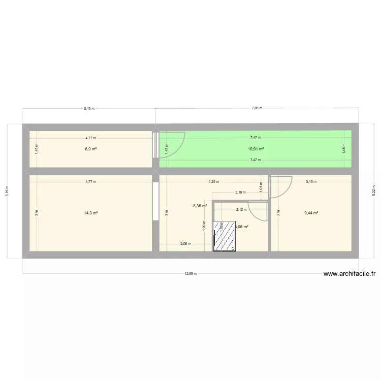 LOUCAS. Plan de 6  et 54 m²