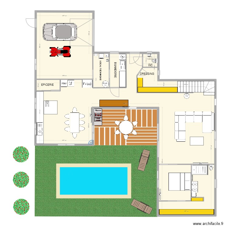 QUIBOU-Interieur. Plan de 2 pièces et 146 m2