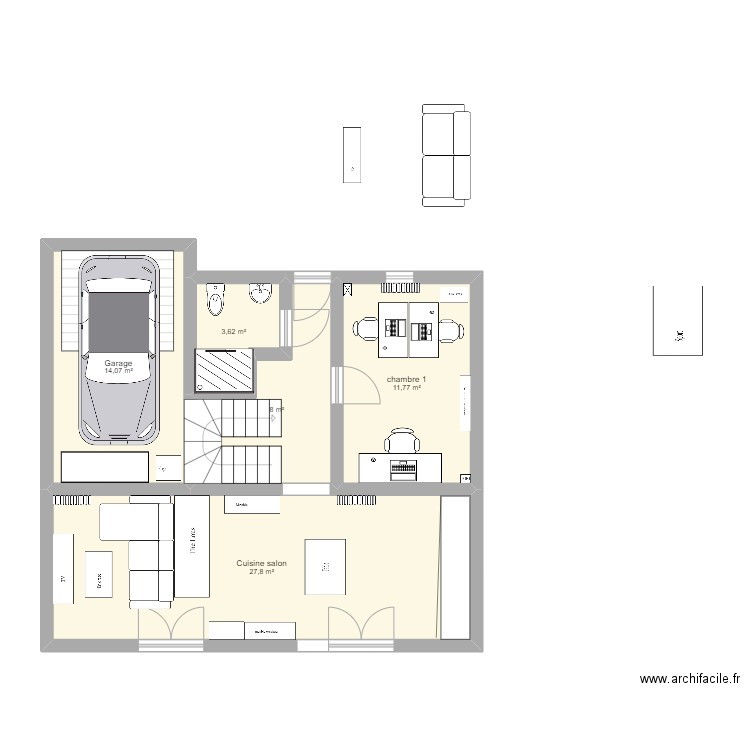 OMY. Plan de 5 pièces et 65 m2