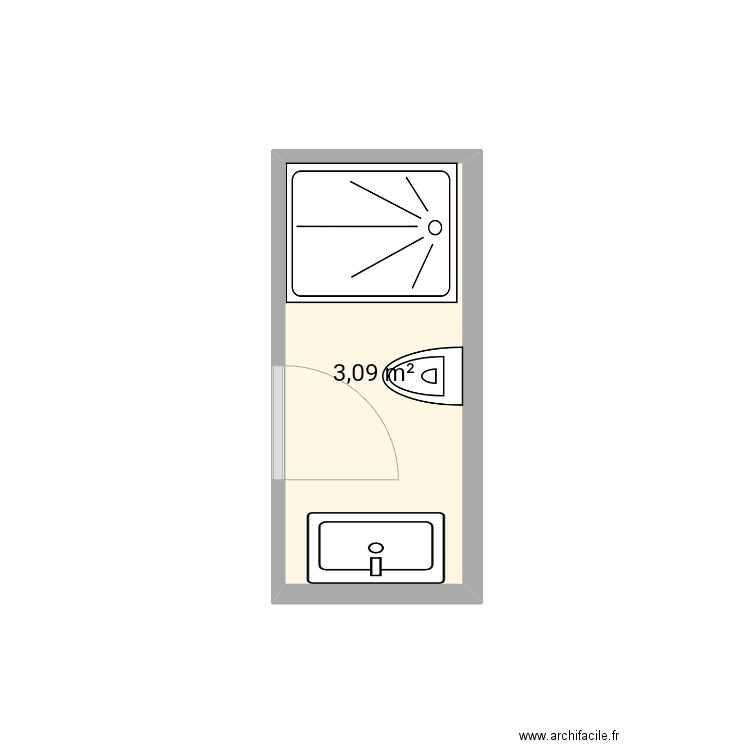 ensuite. Plan de 1 pièce et 3 m2