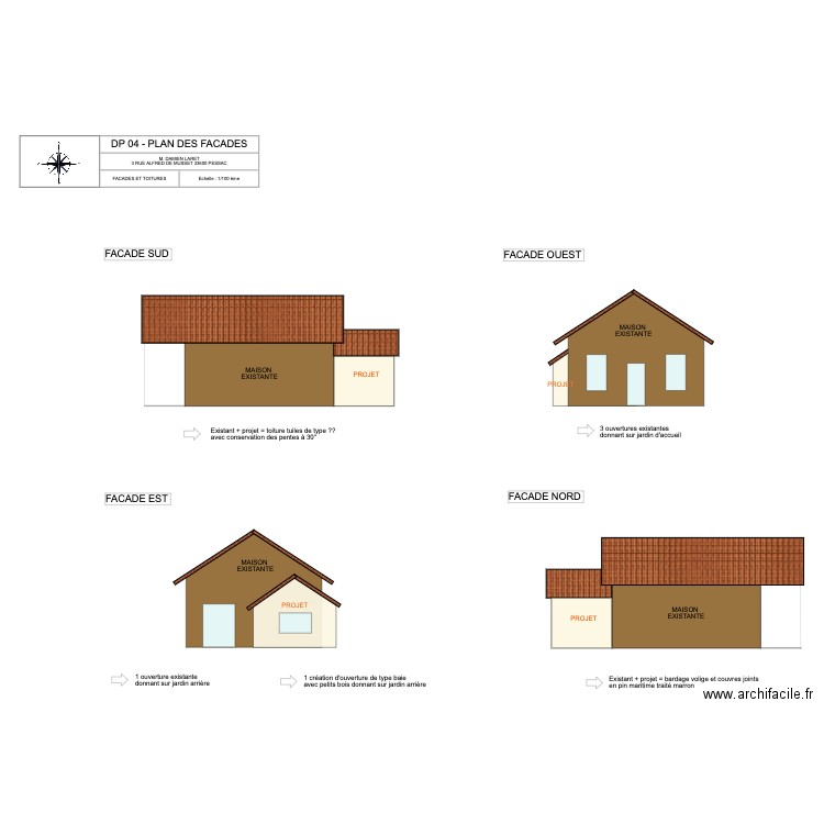 PLAN DES FACADES. Plan de 1 pièce et 48 m2