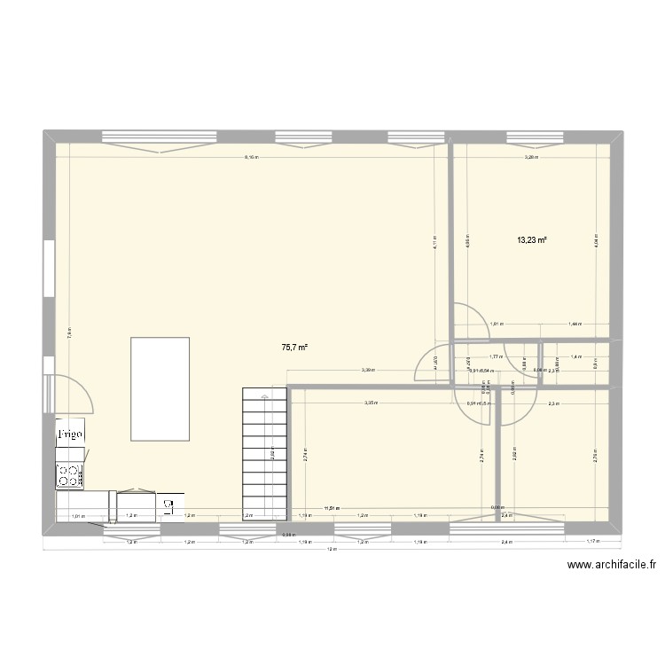 kairon 2. Plan de 2 pièces et 89 m2