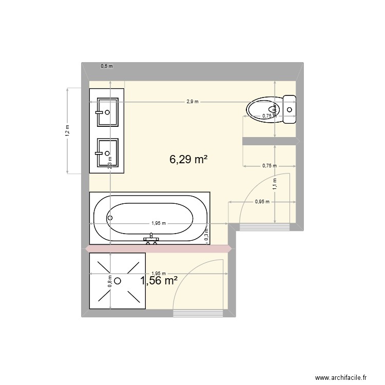 Rochegude_tests. Plan de 2 pièces et 8 m2