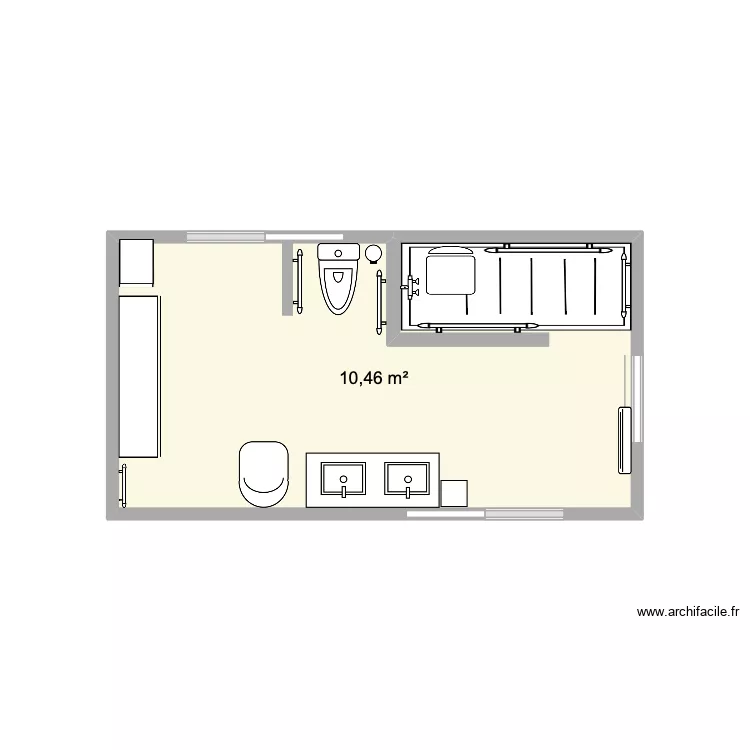 ma salle de bain. Plan de 1  et 10 m²